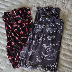 Candycane and Coffee Print Leggings